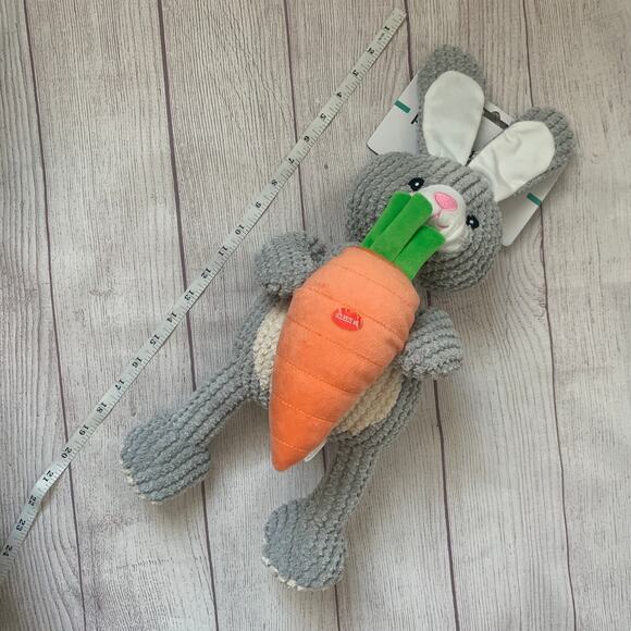 Patchwork Pet Bunny Rabbit and Carrot Dog Toy Crinkle Squeak Grunt Fetch 19"L - Picture 10 of 16